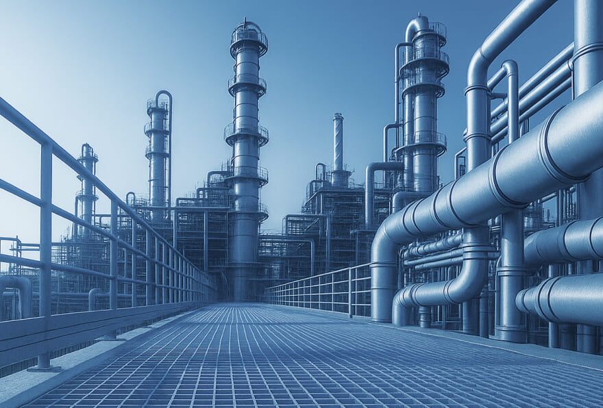 Московский НПЗ. Комплекс глубокой переработки нефти — решетчатый настил ДЕЖЕСТА; Сварной настил SP 34×38/30×3 S4 Zn; лестничные ступени